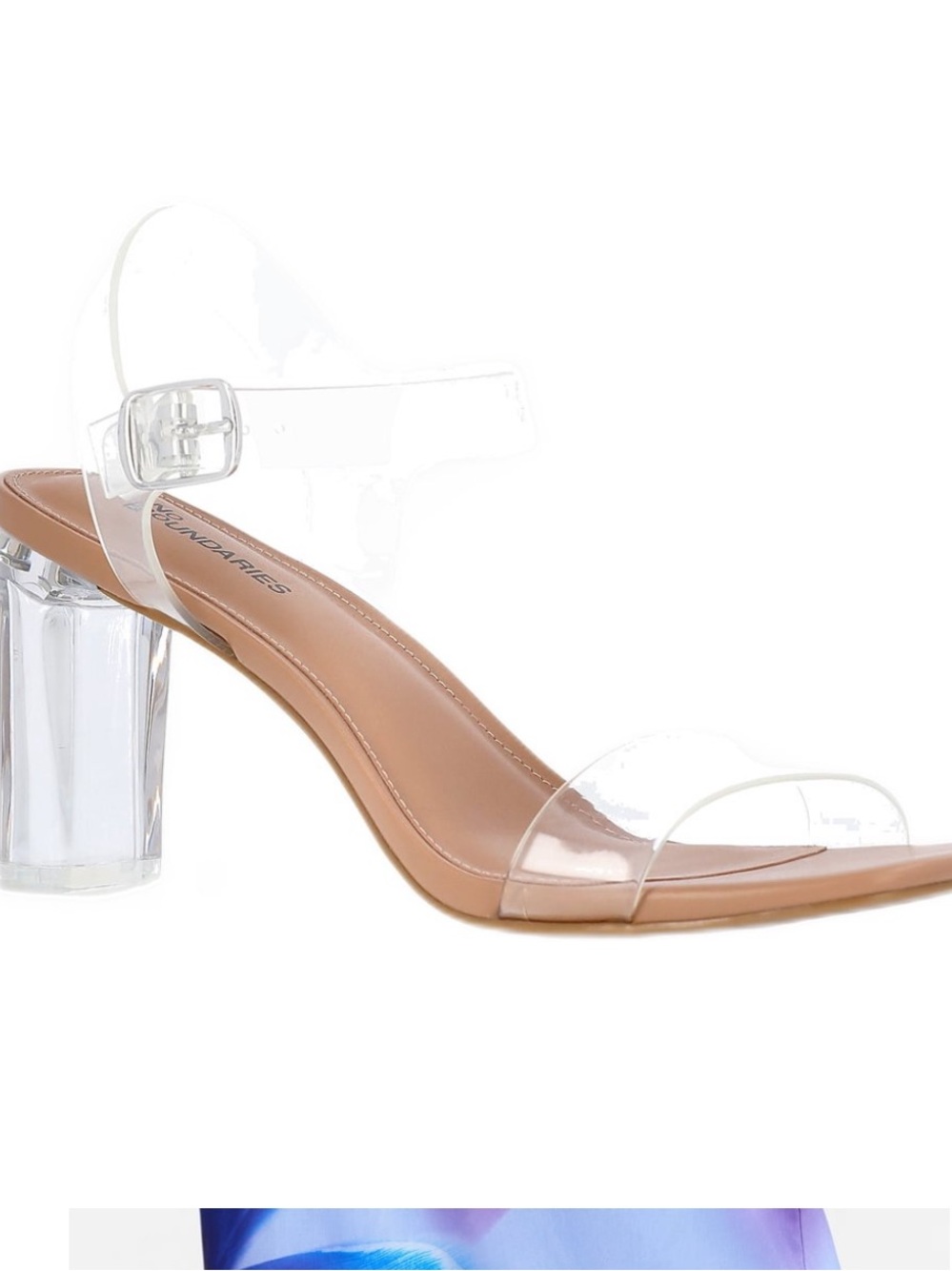 New No Boundaries lucite  Clear Strap Tan Block Heel Sandals size 8.5